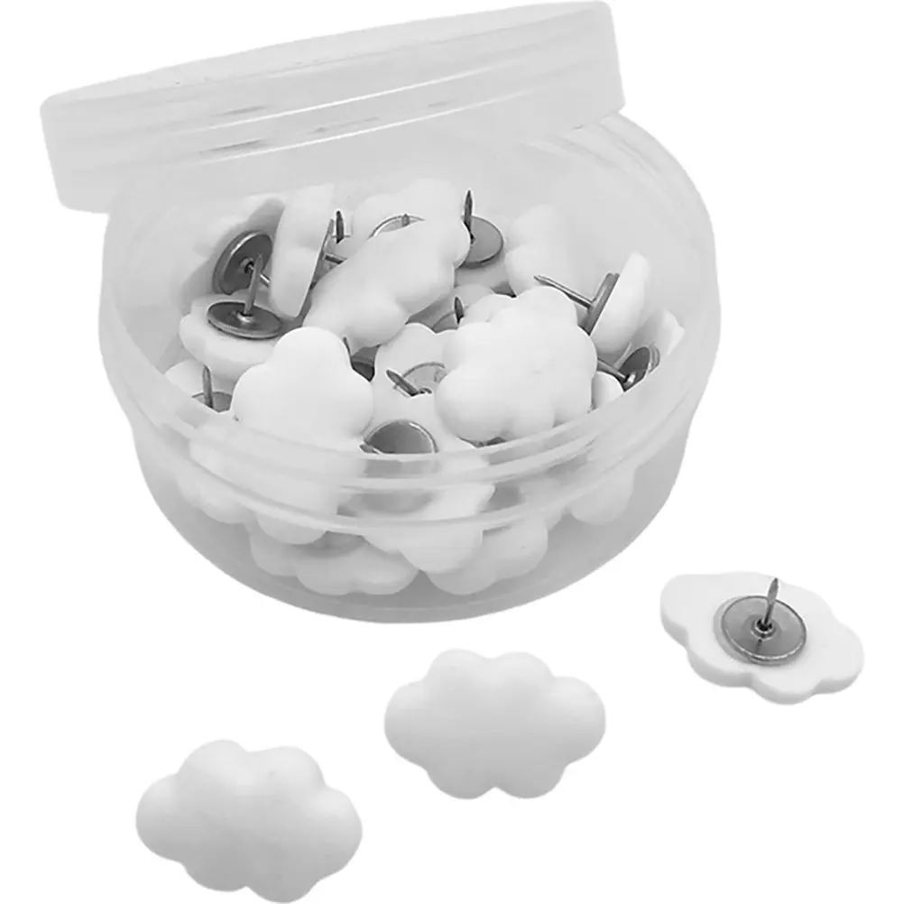 

30Pcs Cream White Cloud Decorative Resin Push Pins Perfect for Bulletin Cork Boards Photo Walls Map Marking Office and Home
