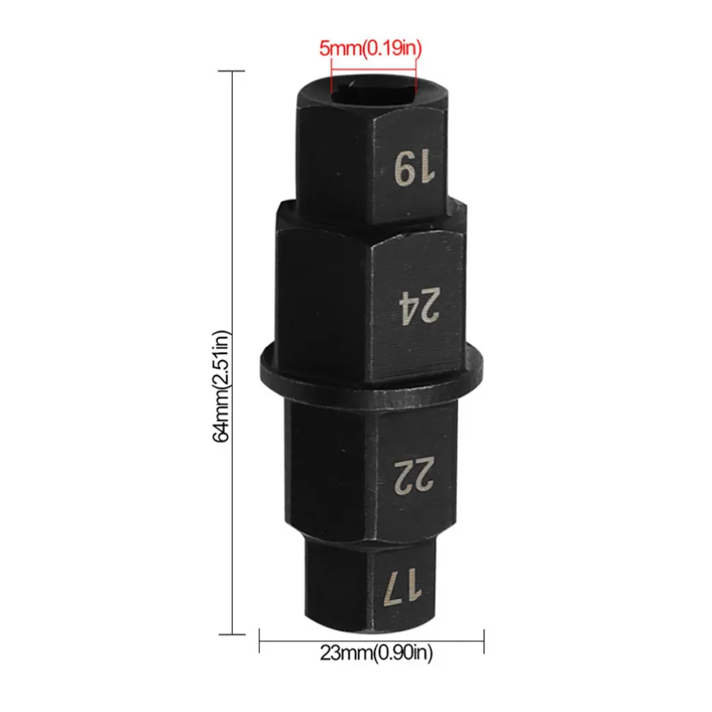 Motorcycle Multifunction Hex Axle Wheel Removal Spindle Tool 17 19 22 24mm 3/8 Inch 4-In-1 Sleeve Repair Spanner