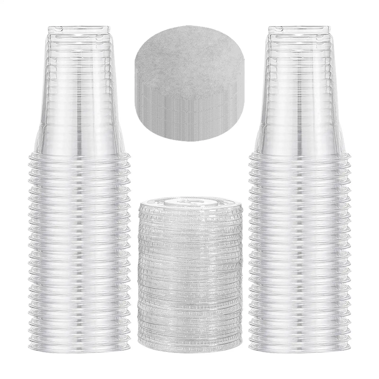 Clear Cups 98mm 500ml with Lid Thickened Food-Grade Containers 50-Piece Cold Beverage Water Drink Cups for Coffee Milk Lemonade