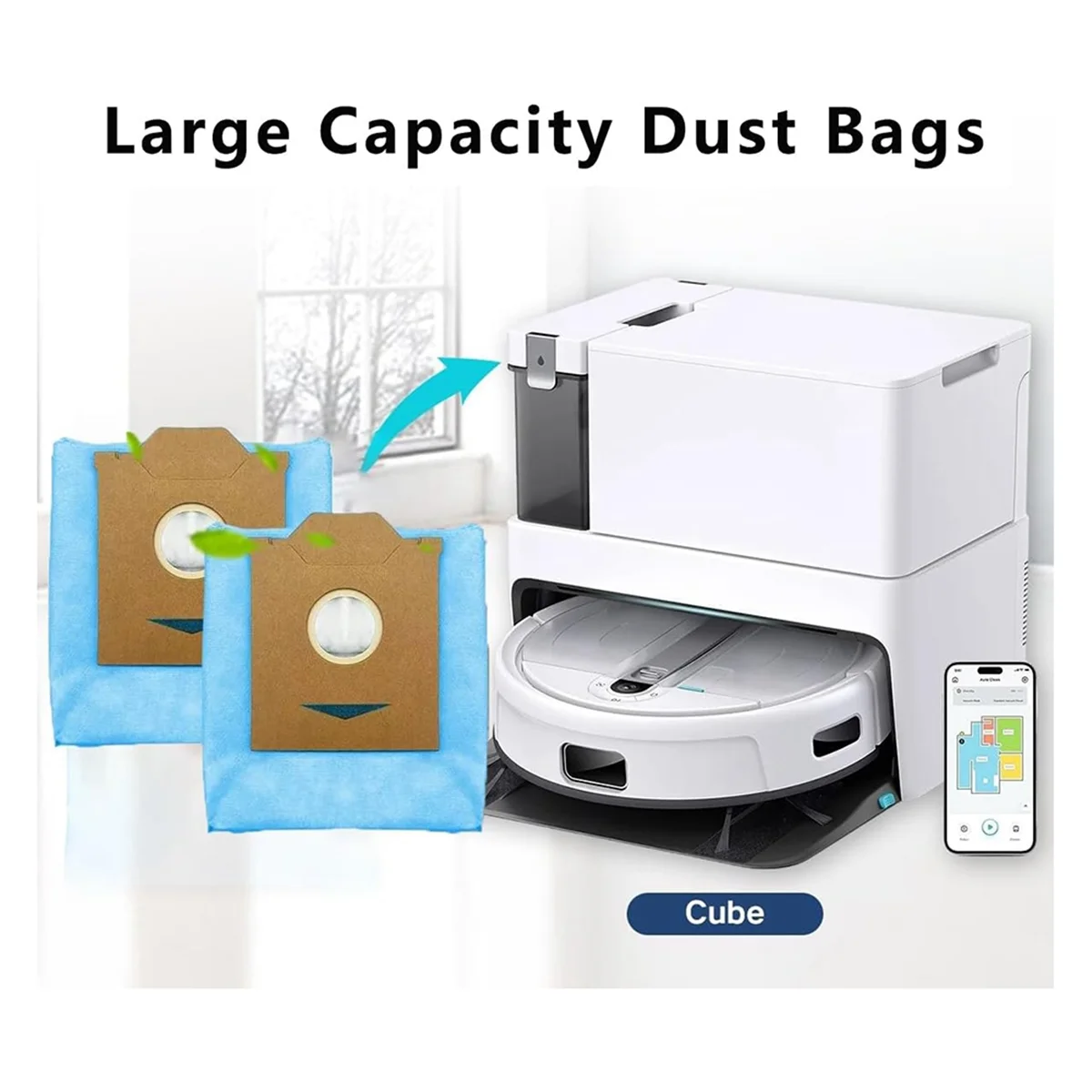 6PCS Dust Bags Replacement for Yeedi Cube for Yeedi CC Robot Vacuums Cleaner Spare Parts