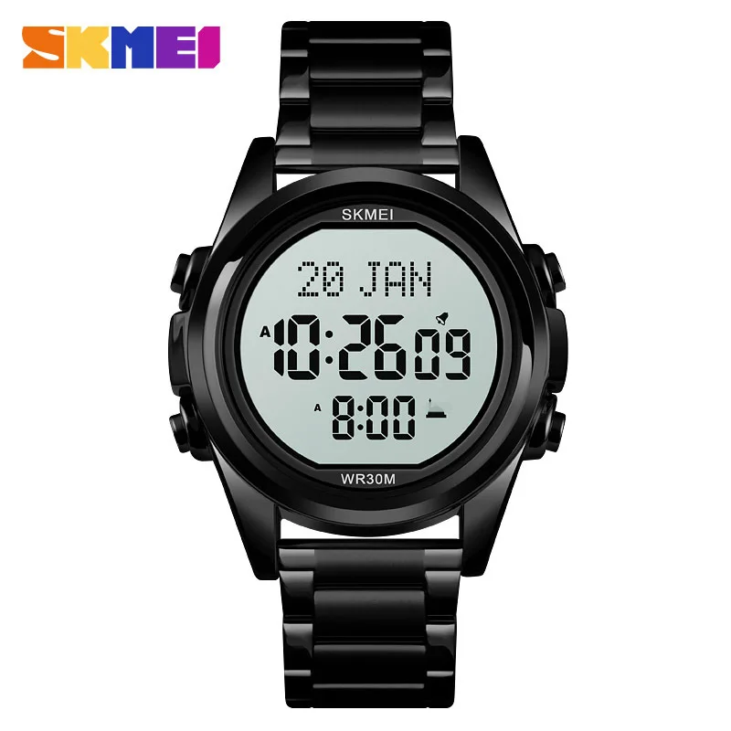 SkmeiElectronic ساعة مؤشر الاتجاه ساعة متعددة الوظائف المرجعية ساعة تنبيه تذكير مضيئة مقاوم للماء الإلكترونية Watc