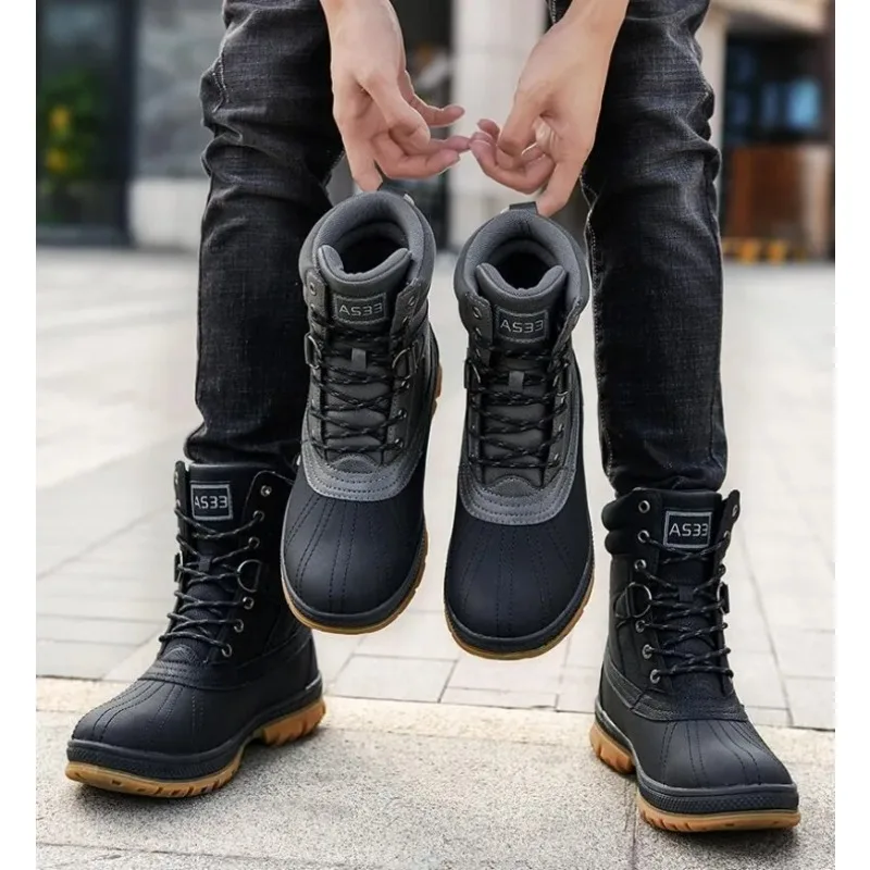 

Мужские уличные ботинки больших размеров 47, зимние зимние ботинки для мужчин, рабочие ботинки, водонепроницаемая нескользящая теплая зимняя обувь