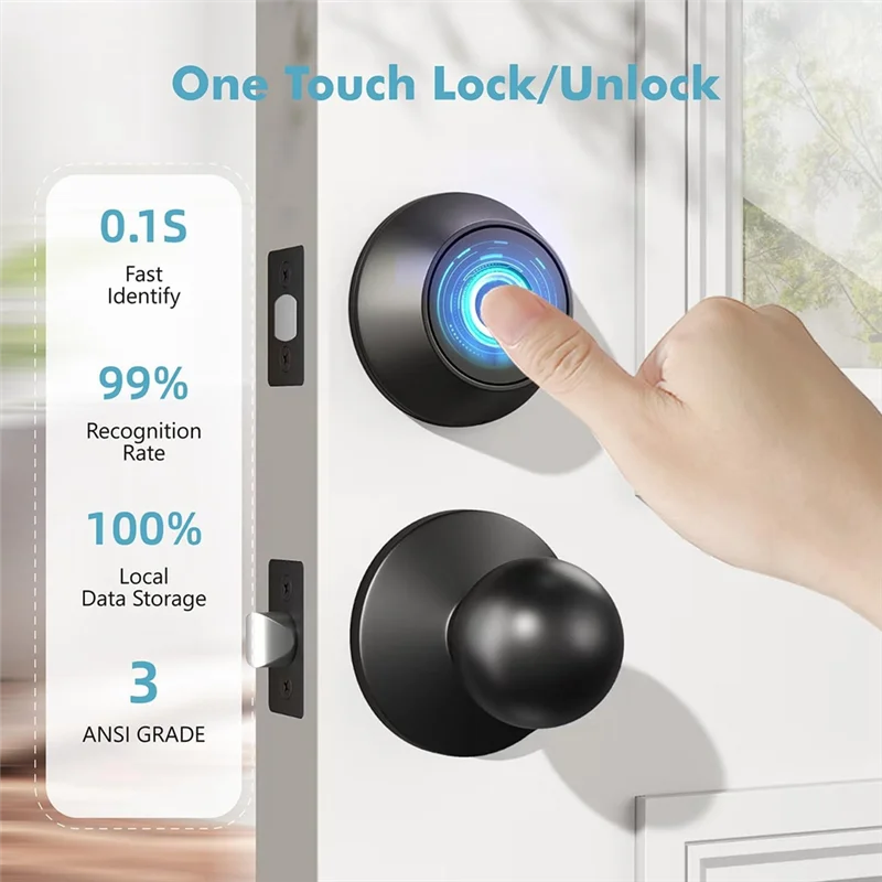 FEDI-Smart Fingerprint Recognition Door Lock, Smart Deadbolt Lock With App Counting, Biometric Door Lock, Automatic Lock