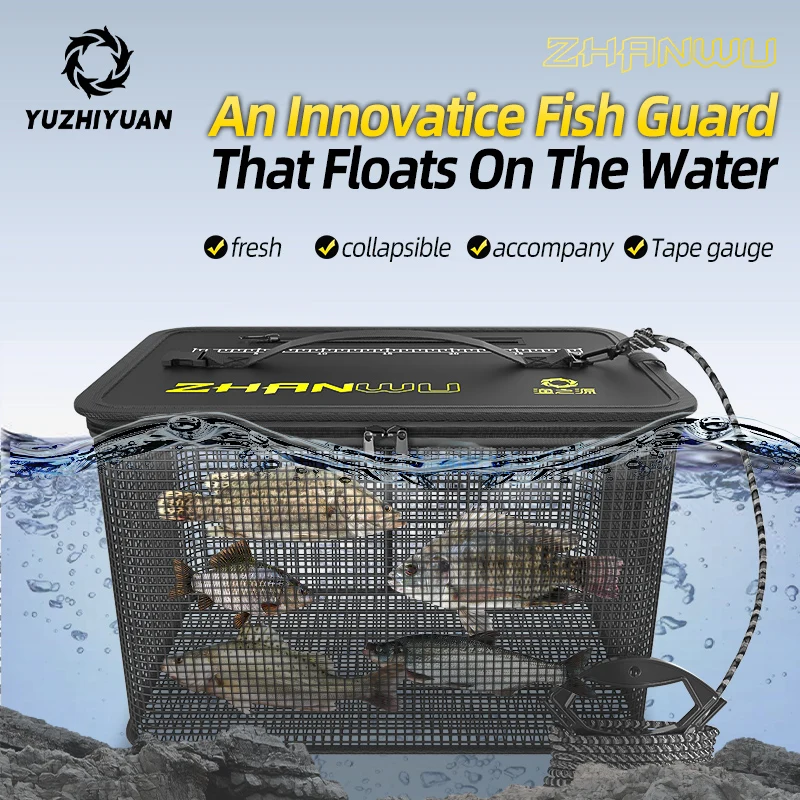YUZHIYUAN Floating Fishing Basket Foldable Fishing Holder Fish Catcher Casting Fish Net Collapsible Fishing Protection Live Fish
