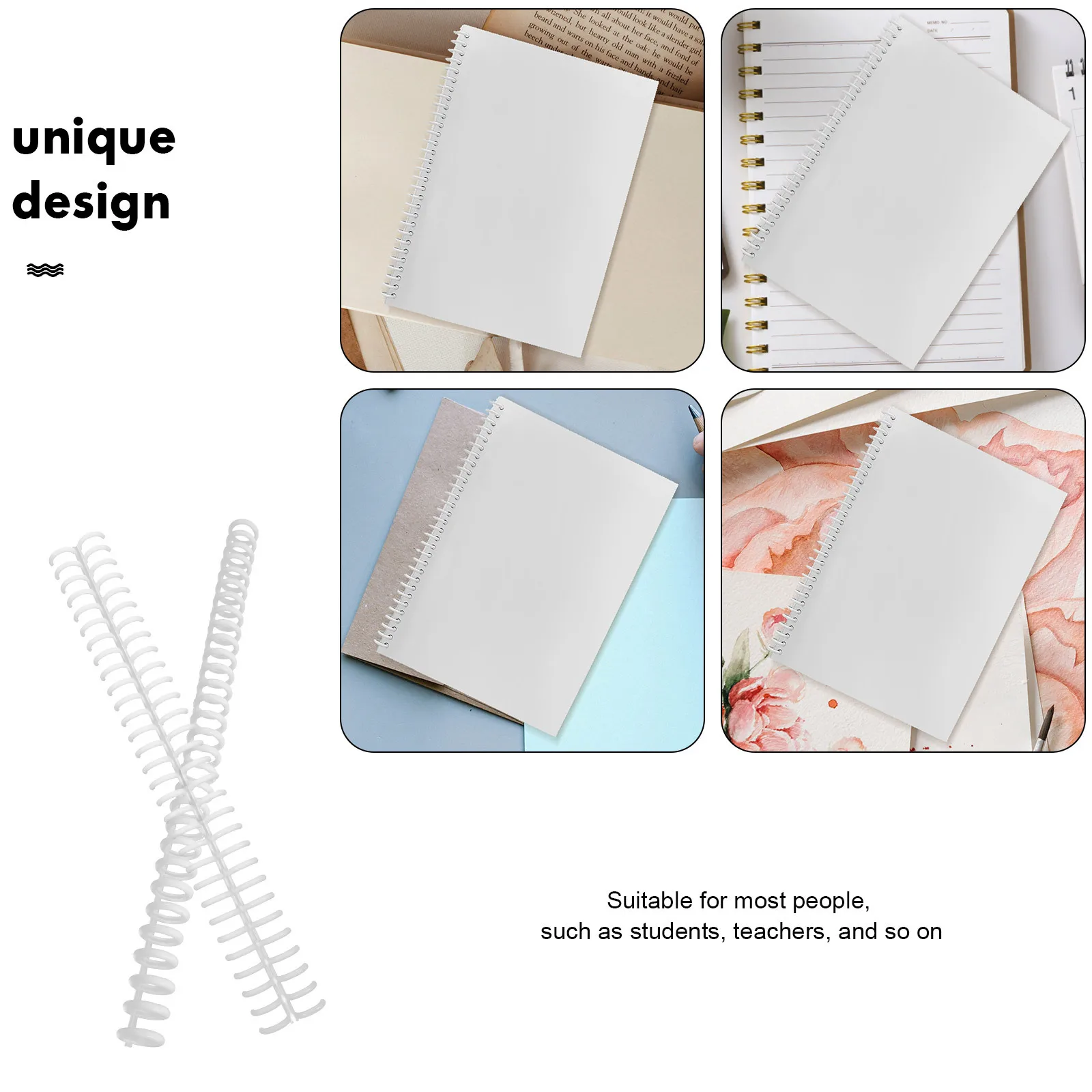 10Pcs Loose Leaf Binder Rings Plastic Binding Coils for Notebook Scrapbook DIY Book Coil Replacement Accessories