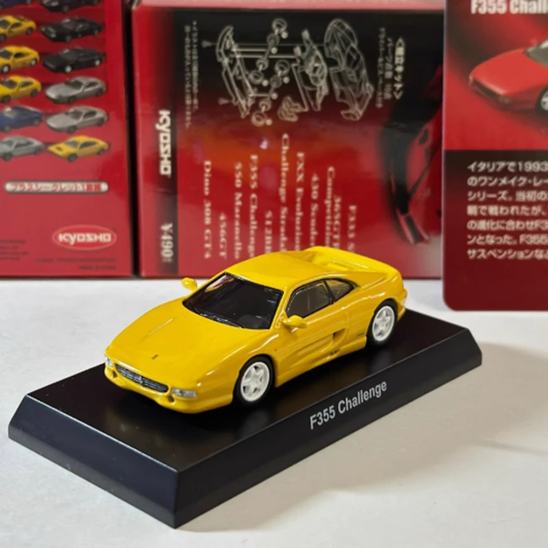 

KYOSHO масштаб 1:64 F355 Challenge Yellow Track Edition модель автомобиля из сплава орнамент сувенир дисплей коллекция хобби подарок