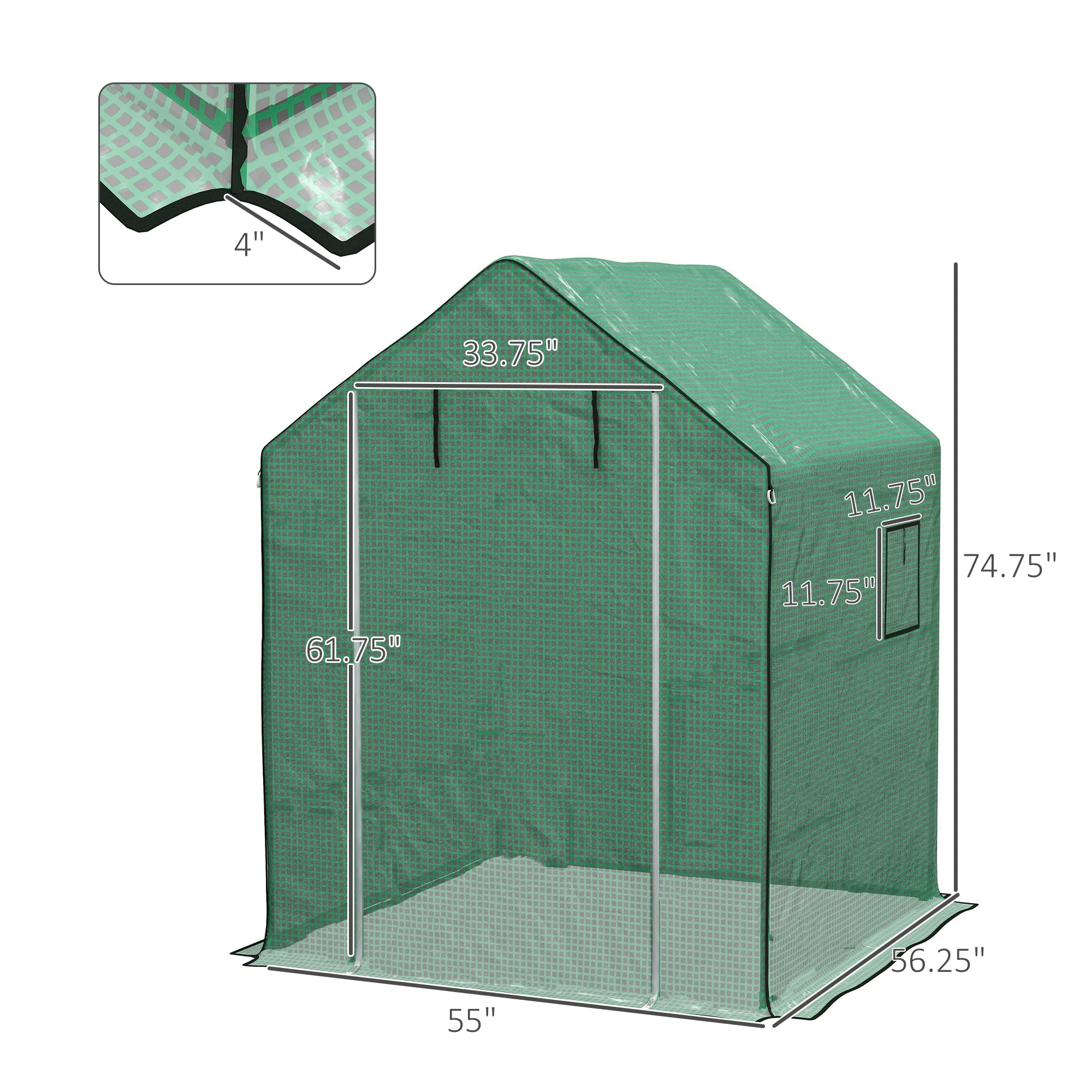 Outsunny 2Pc Walk-In Greenhouse Cover Replacement, 55