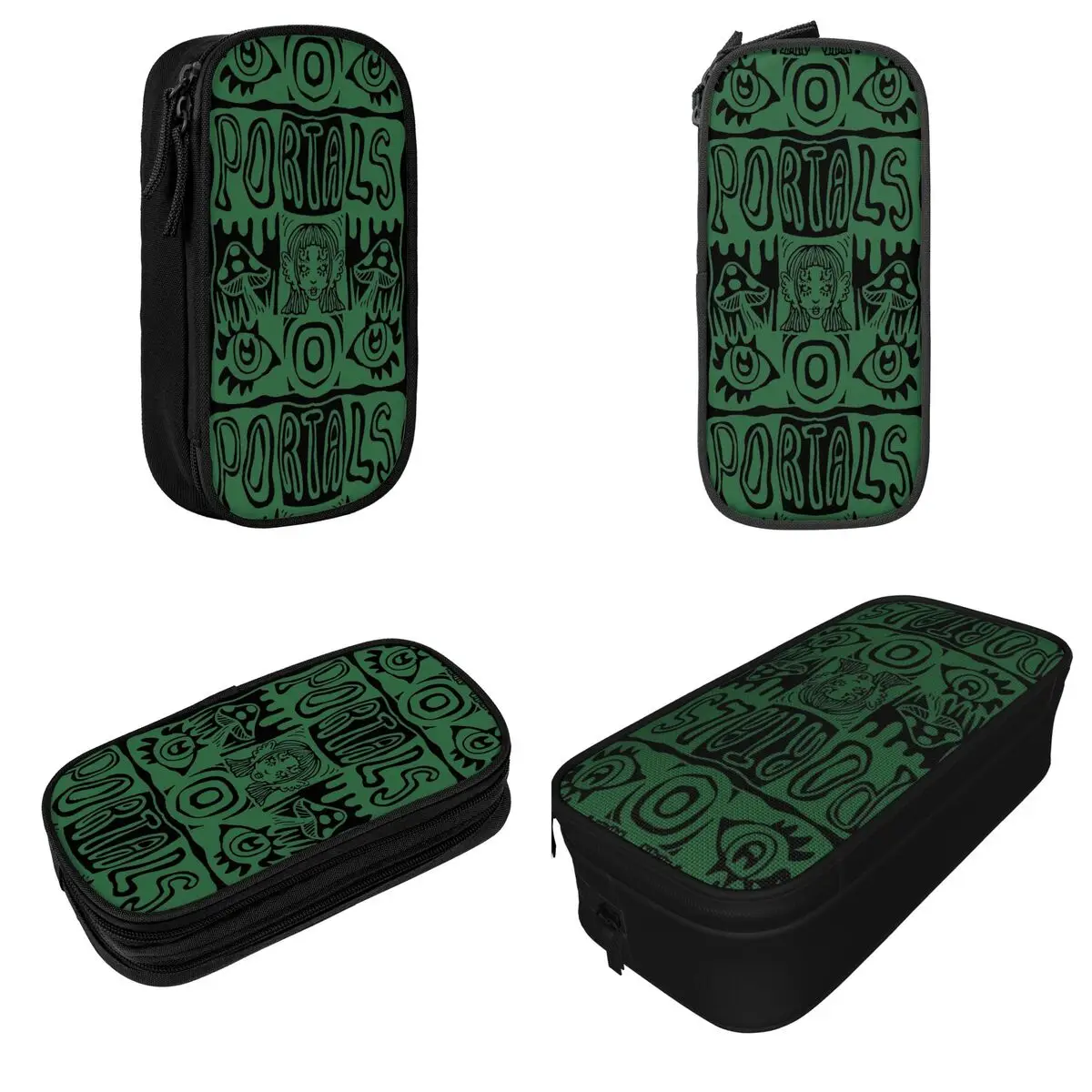 Imagem -02 - Cute Melanie Martinez Pencil Cases para Crianças Green Mushroom Portals Tour Grande Capacidade Escritório Zipper Pencil Box