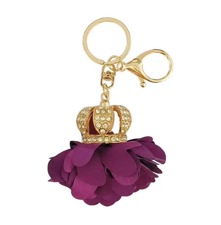 

New Rhinestones Crown petals Pendants metal Key Chain Women Fashion Car Key Ring Bag Charms Accessories Party Gift Jewelry K1609