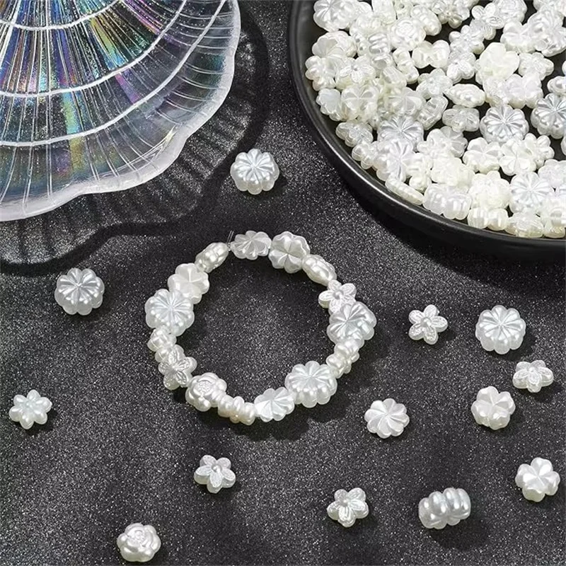 10/50/100Pcs Flower Shell Shaped ABS Imitation Pearl Loose Beads For Earrings Bracelet Pendant Making Jewelry Accessories