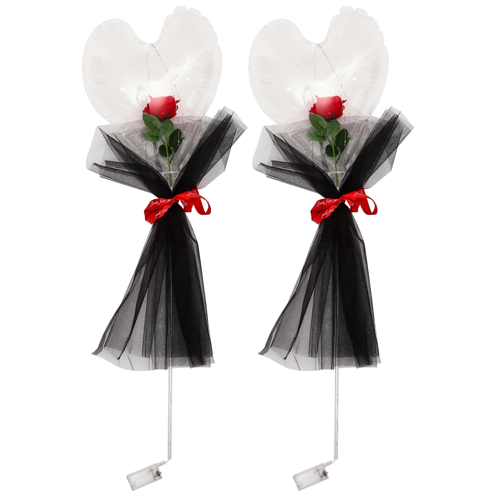 

2 Pcs Party Decoration Heart Prop Artificial Flower Clear Balloon Wedding Bouquet
