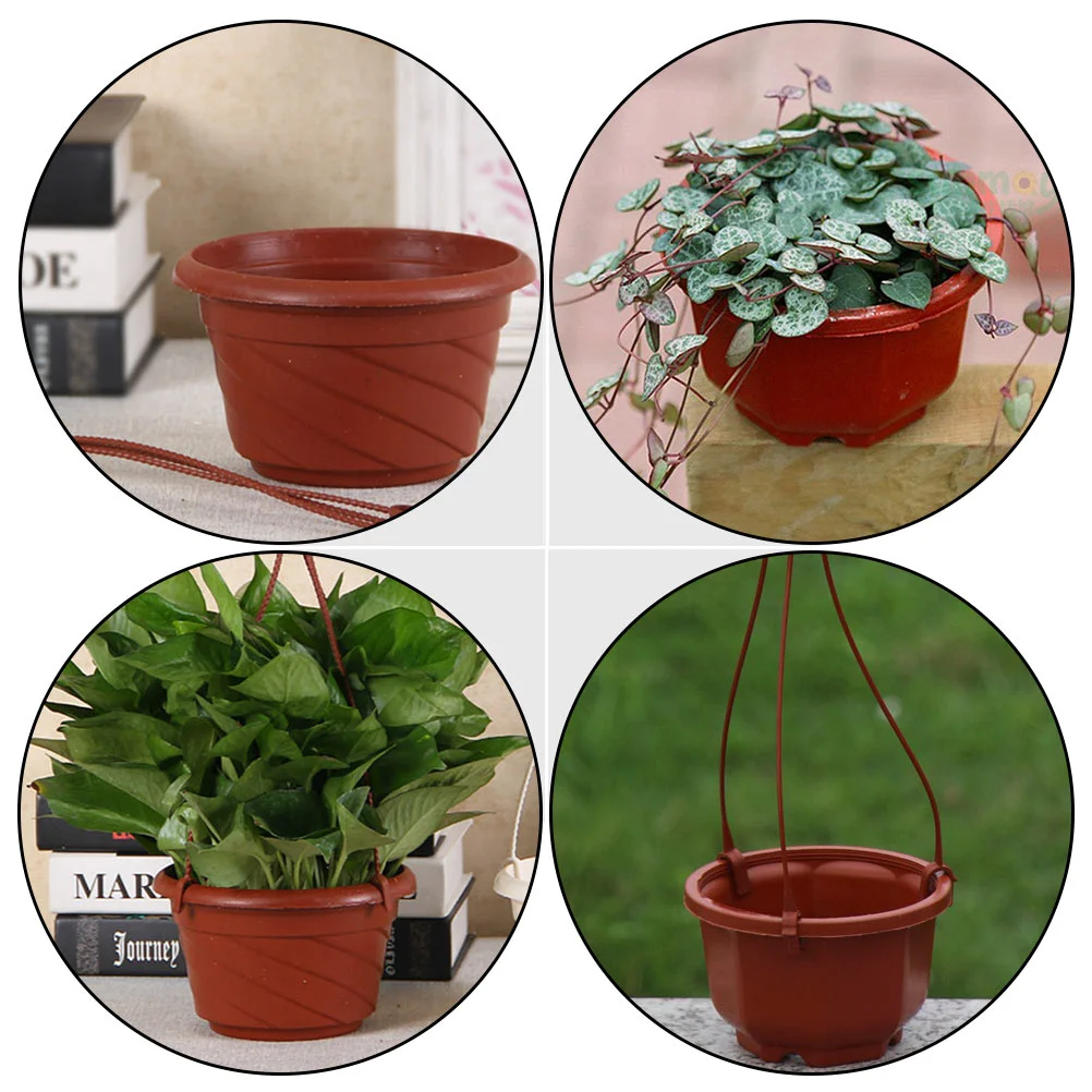 12 Pcs Octagonal Plastic Flower Pot for Plants Terracotta Pots Hanging Planter Modern Container Basket Garden Supplies