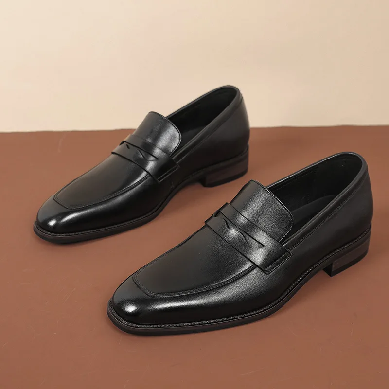 Zapatos de vestir sin cordones para hombre, mocasines italianos de cuero genuino, marca Formal Oxford, color negro y marrón