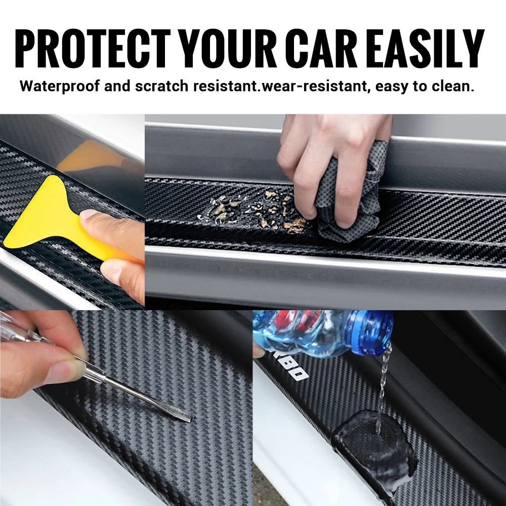 4Pcs Car Door Sill Protection Sticker Anti-scratch Carbon Fiber Door Sill Sticker For Citroen C1 C2 C3 C4 C4L VTS C-ELYSEE C3-XR