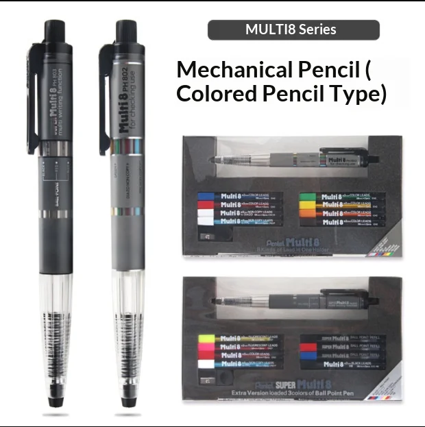 

Japan Pentel Multi+8 2.0mm Automatic Colored Mechanical Pencils PH803ST/PH802ST/PH804ST Sketch Essential for Artists & Designers