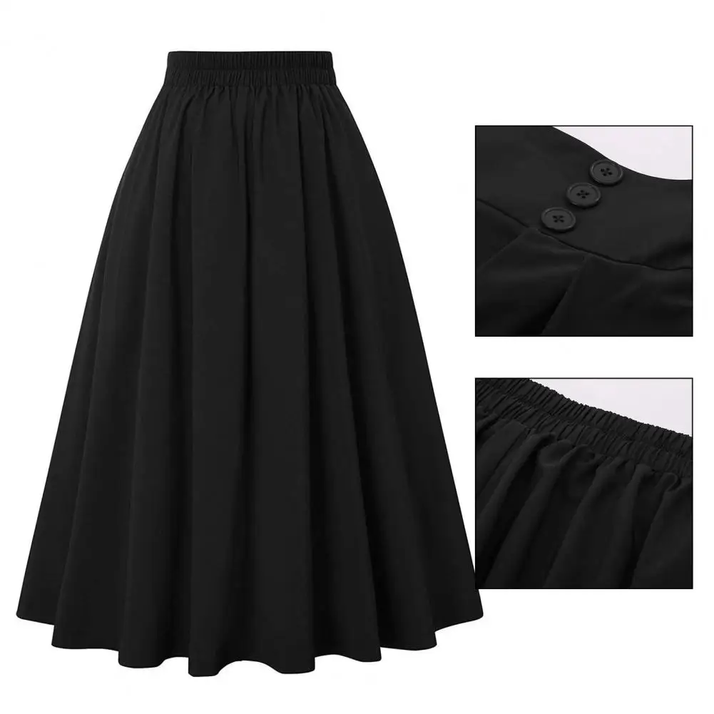 Damen-Rock, elastisch, hohe Taille, A-Linie, Midirock, Kontrastfarbe, karierter Druck, großer Saum, mittellanger Rock, Alltagskleidung, Bydstitu