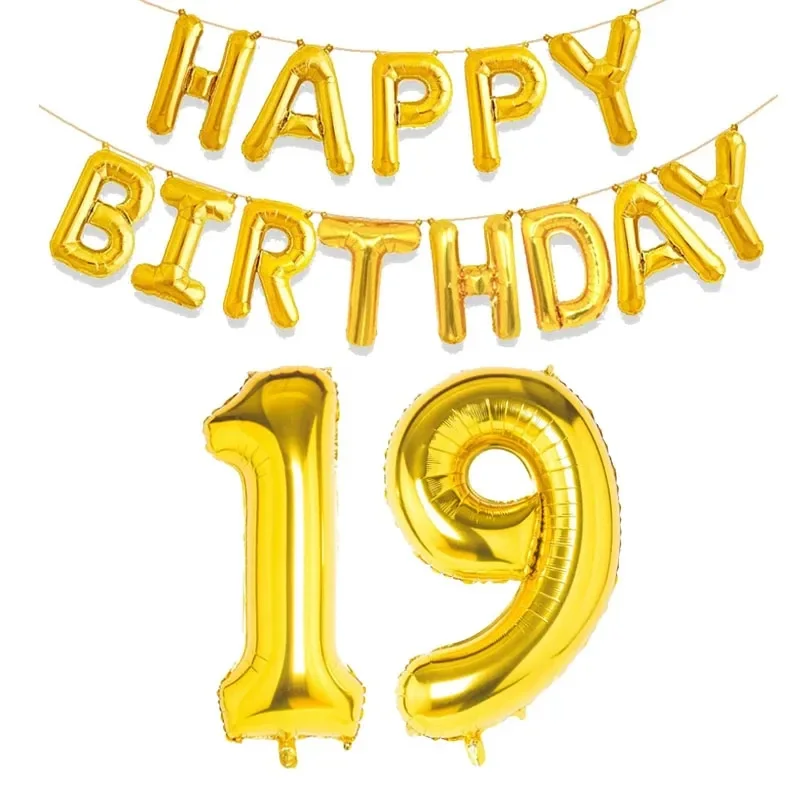 15 Stück goldene alles Gute zum Geburtstag mit Zahlen-Folienballons für Kinder und Erwachsene, Party-Dekoration, Junge, Mädchen, 10, 18, 20, 25, 30, 35, 40, 50, 60 Jahre alt – Detail 12