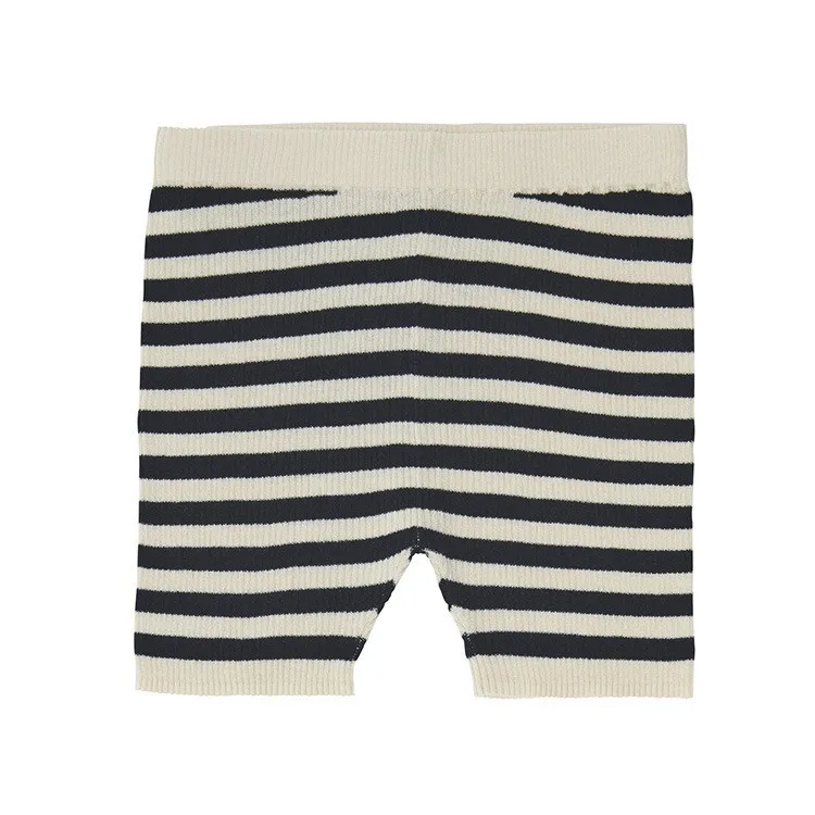 Yy Short Sleeve Striped Beige Black Striped Shorts Baby Boy Baby Girl Set as in Same Style