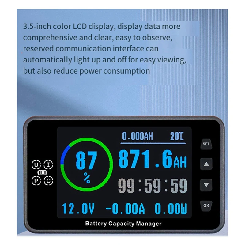 HOT SALE VA9910 3.5In 8-120V/0-300A Digital Voltmeter Ammeter Battery Capacity Indicator Hall Coulomb Meter Tester Power Detecto