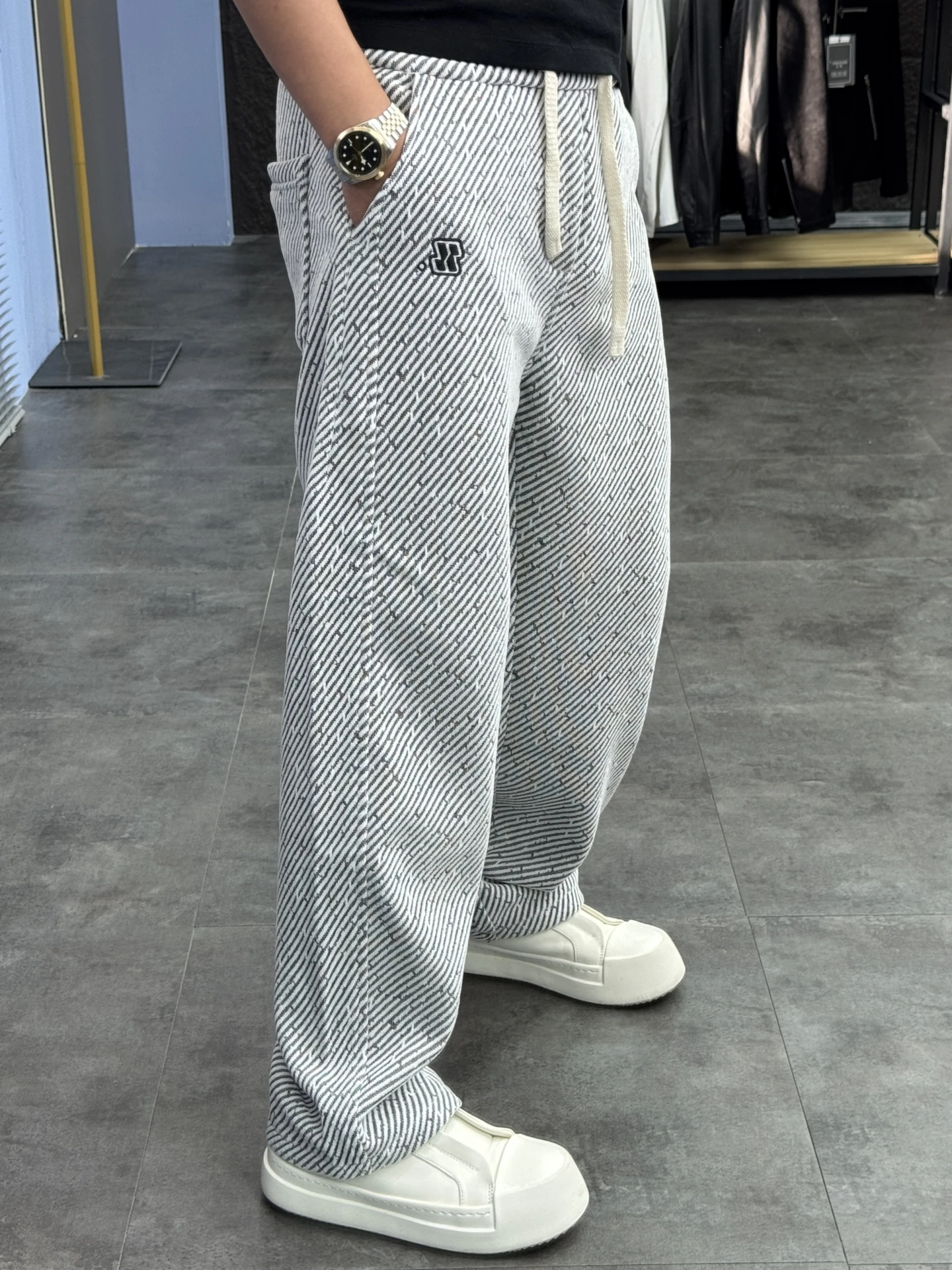 

Svip Thiened Fce Повседневные брюки на подкладке Мужские зимние брюки с эластичной резинкой на талии и широкими штанинами в полоску Удобные брюки свободного покроя