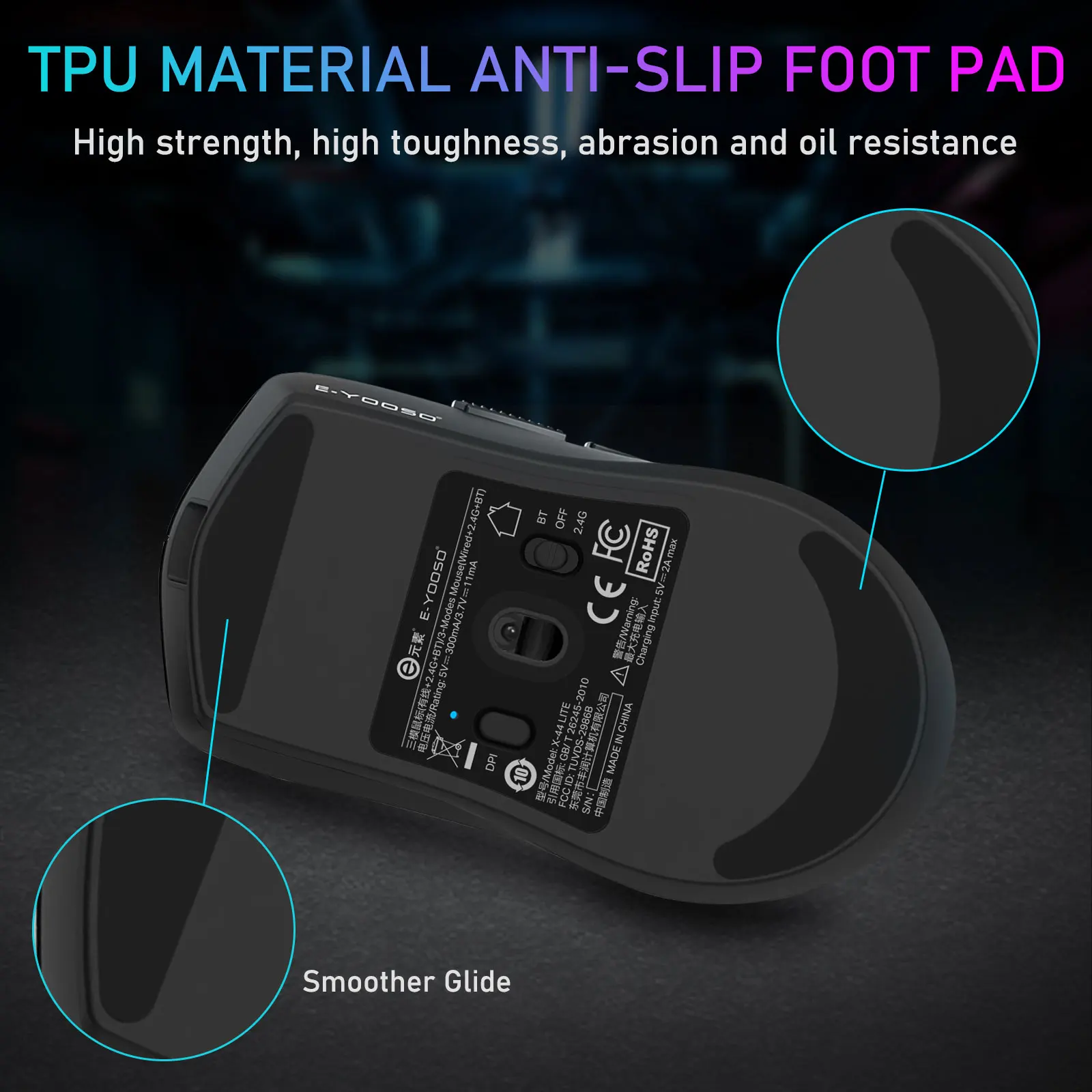 E-YOOSO Wired Gaming Mouse Tri-Mode 2.4G /BT/USB-C Ultra Lightweight Rechargeable Computer Mouse for Laptop/PC/Mac