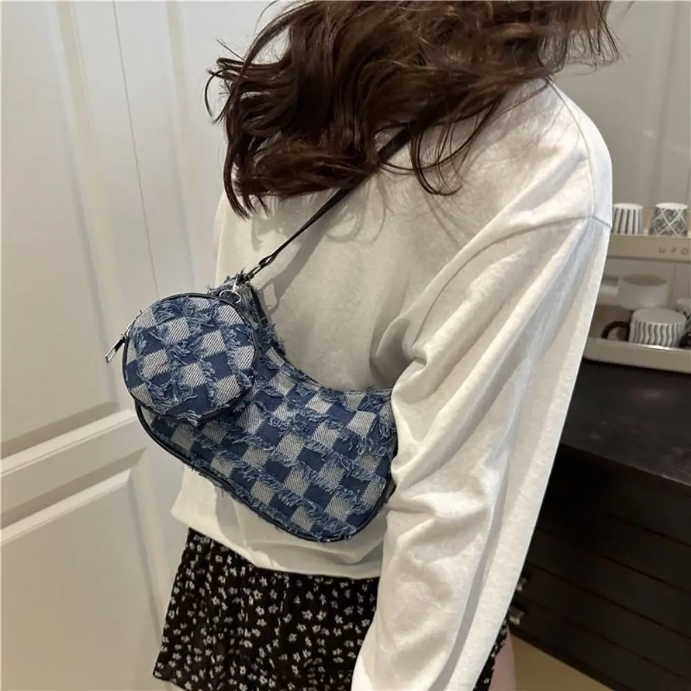 

Fashion New Design Denim Underarm Bag Vintage Tassels Single Shoulder Bag Star Korean Women's Handbag Lady