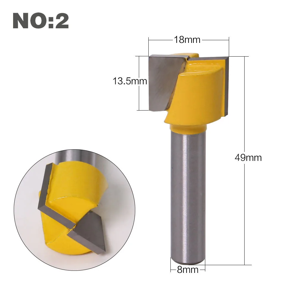 1 pz 8MM gambo fresa intaglio del legno pulizia fondo incisione Bit fresa in metallo duro solido strumenti per la lavorazione del legno fresa a