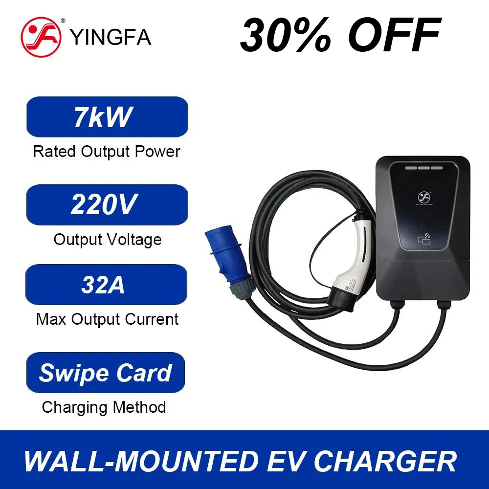 YINGFA Promotion 30% Off Fast Charging AC 32A 7kW TYPE 2 EU Standard Wallbox EV Car Charger For BYD Electric Car Vehicle