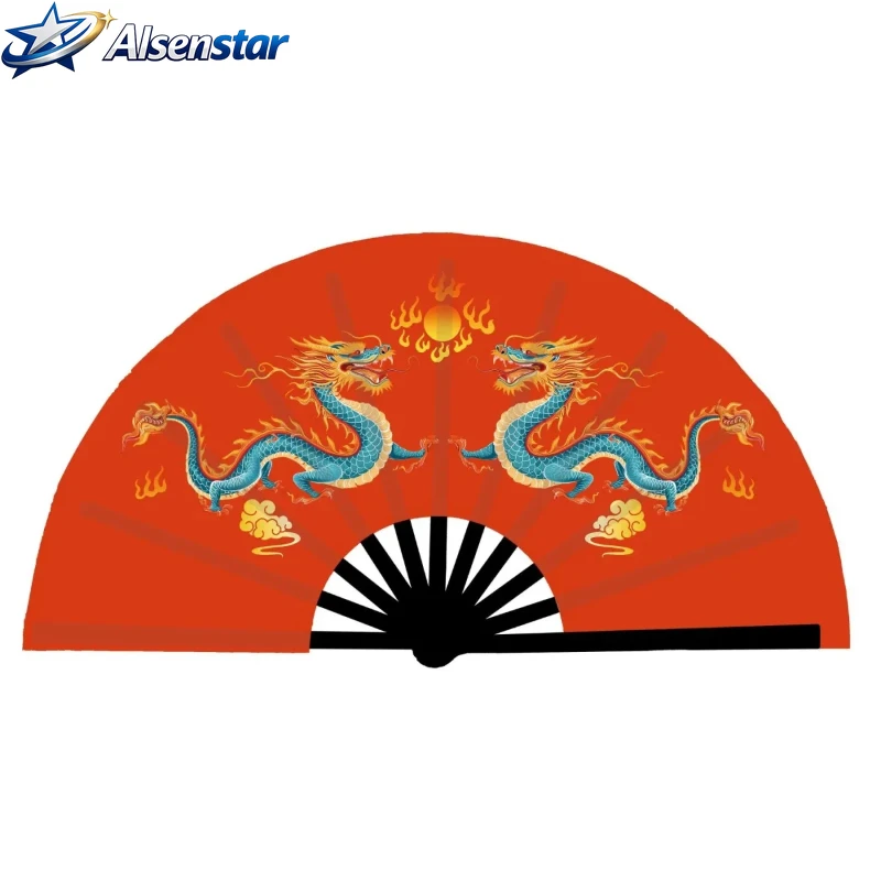 Chinese Style Double Dragon Tai Chi Fan Ancient Style Classical Genuine Kung Fu Fans the Old Men Morning Exercise Fitness Fans