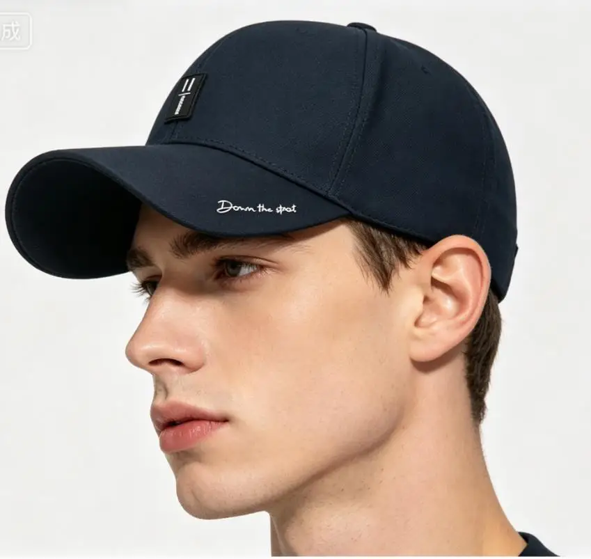 New Spring Autumn Business Baseball Caps for Men Printed Leather Logo Middle-Aged Elderly Mature Stable Style Adjustable Hat