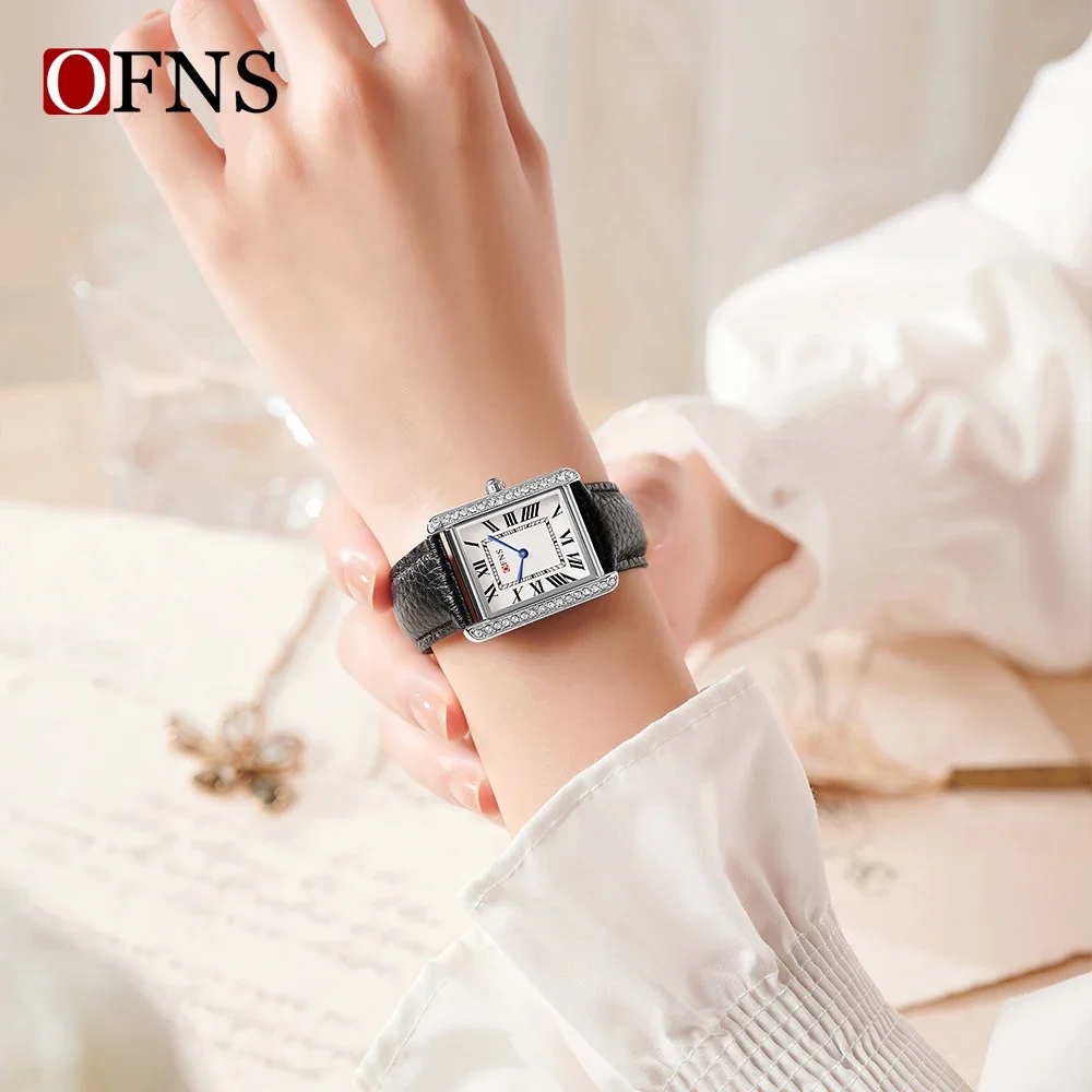 OFNS-reloj de cuarzo a escala romana para hombre y mujer, cronógrafo sencillo, creativo, resistente al agua, tendencia de moda, 1520