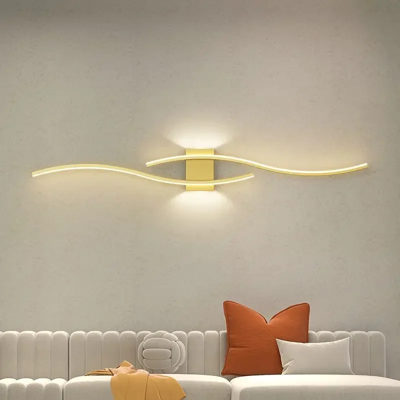 Lâmpada de parede LED moderna para sala de estar, preto, branco, ouro, fundo, iluminação interior, luminária para quarto, cabeceira