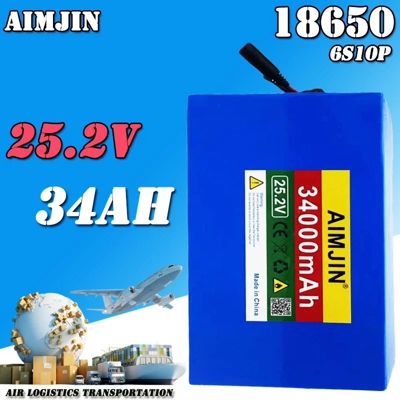 100% ใหม่ 6S10P 25.2V 34000mAh 18650 แบตเตอรี่ลิเธียมความจุสูง 34Ah แบตเตอรี่ Li-Ion เหมาะสําหรับกลางแจ้งอุปกรณ์ฯลฯ