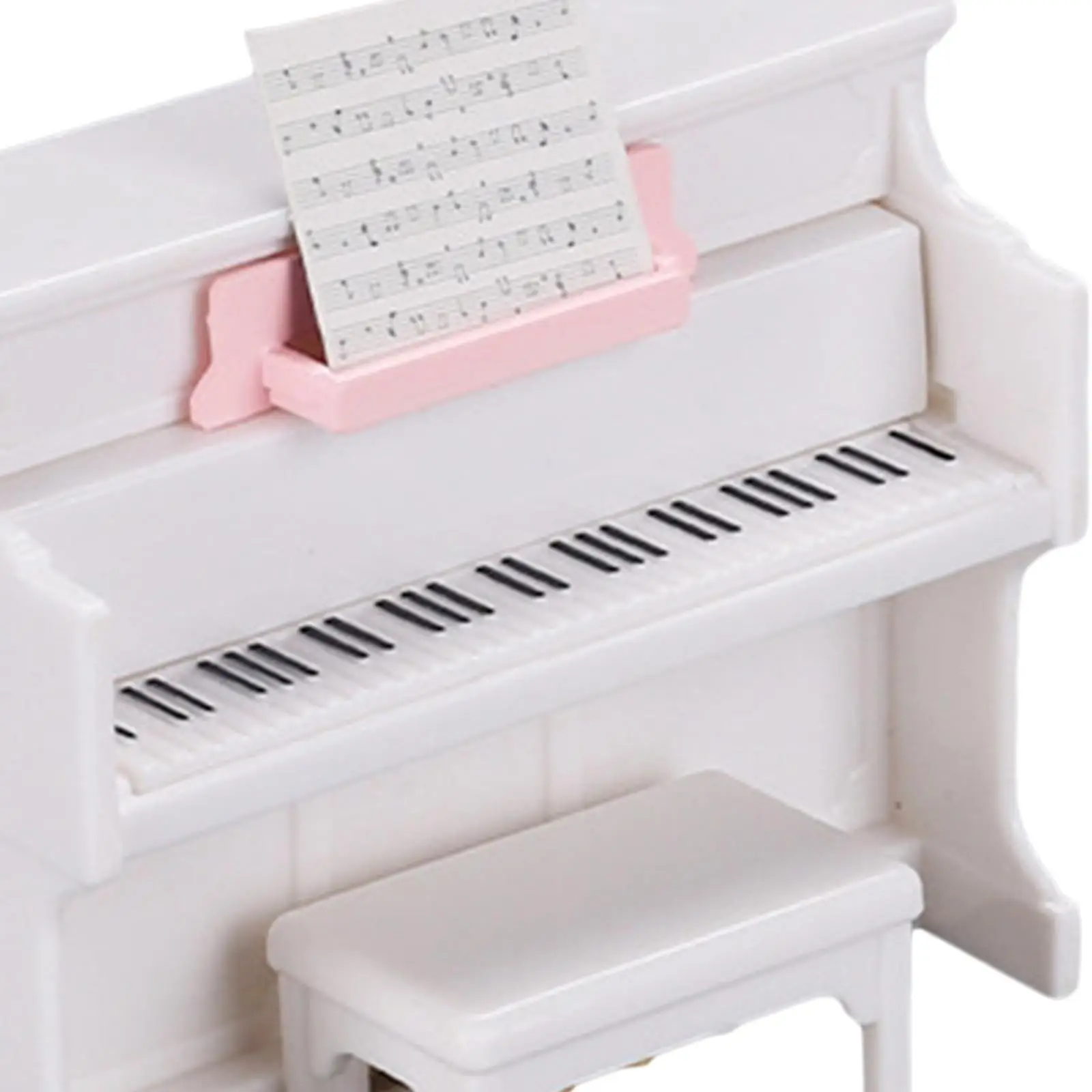 Piano para casa de bonecas com banco 1/12 instrumento musical em miniatura para casa de bonecas