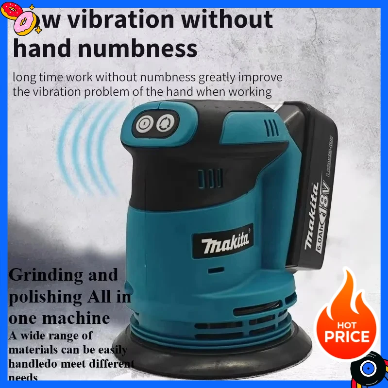 

Бесщеточная эксцентриковая шлифовальная машина Makita DBO180Z, аккумуляторная, для обработки дерева, шлифовки и полировки, 18В (без АКБ и ЗУ)