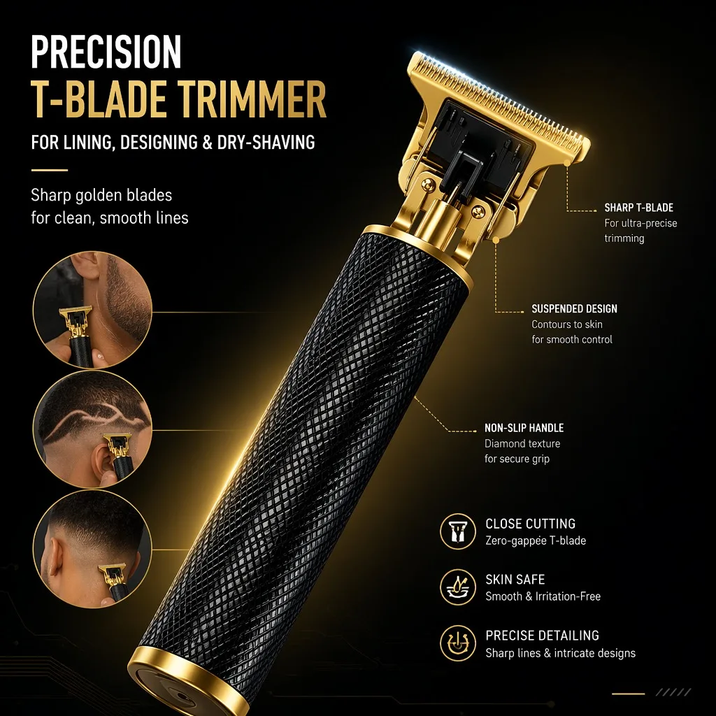 4-in-1 Men's Hair Clipper Set with LED Display, USB Rechargeable Beard & Nose Trimmer, Foil Shaver + 8 Combs for Home & Barber view 6