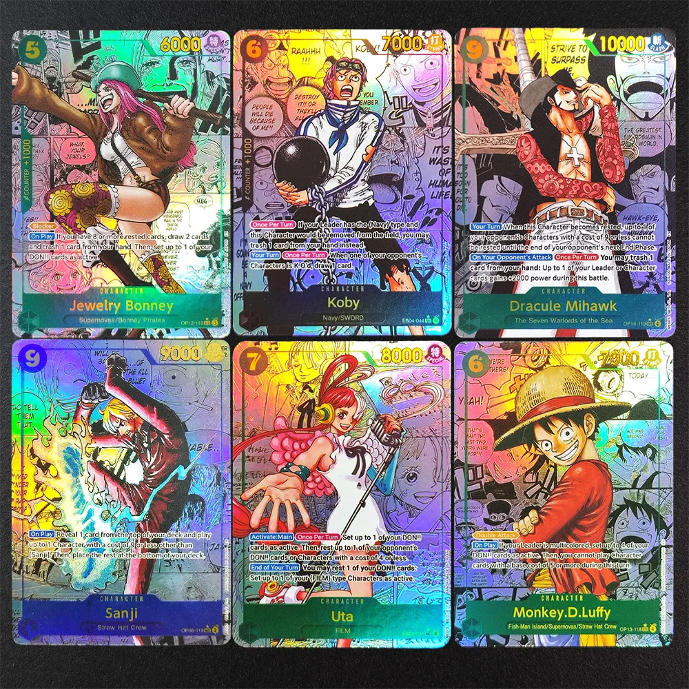 Tarjeta de Juego Flash DIY Proxy OTCG One Piece English Manga Koby Bonney Mihawk Uta Sanji Luffy Sabo Ace Shanks Hancock Zoro Ace