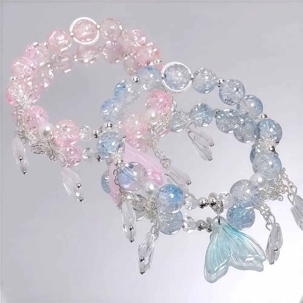 Exquisite Pendant Fishtail Crystal Bracelet Sweet Colorful Beads Lucky Bracelet Versatile Style Korean Style Bead Chain