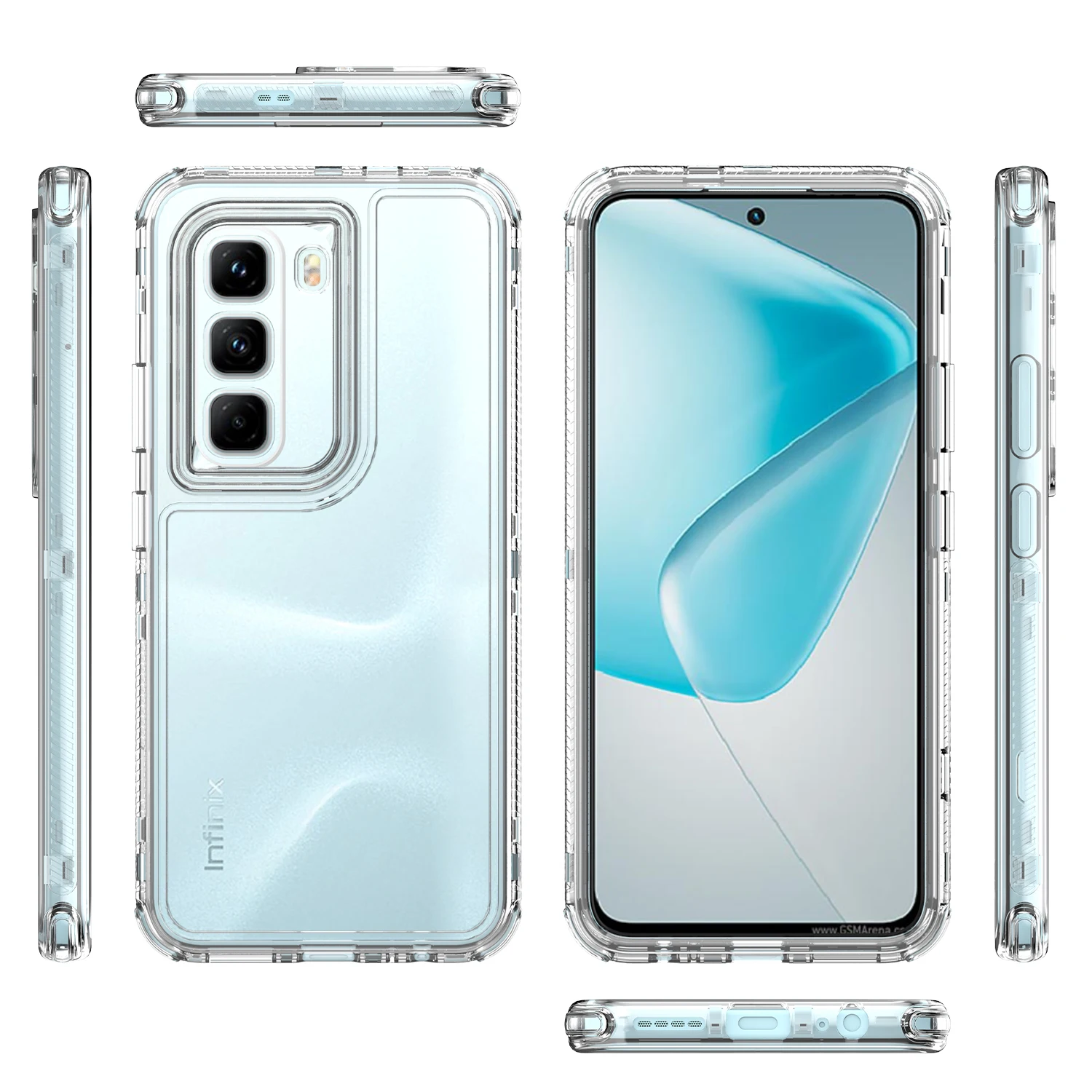 For Infinix Hot 50 Pro /Plus, Shockproof 4 Airbags Luxury Hybrid Armor Acrylic Transparent Clear Shell Back Skin Case Cover