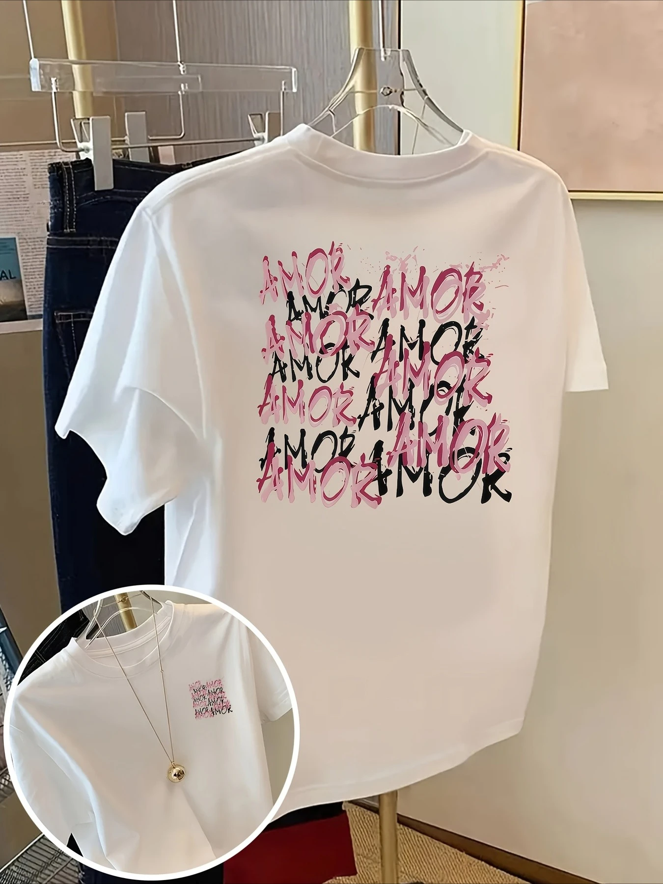 Vintage Retro Spray Paint AMOR Women's Letter Graphic T Shirt Meme Gothic Streetwear Men Oversize Tee Summer Harajuku Y2k Tops