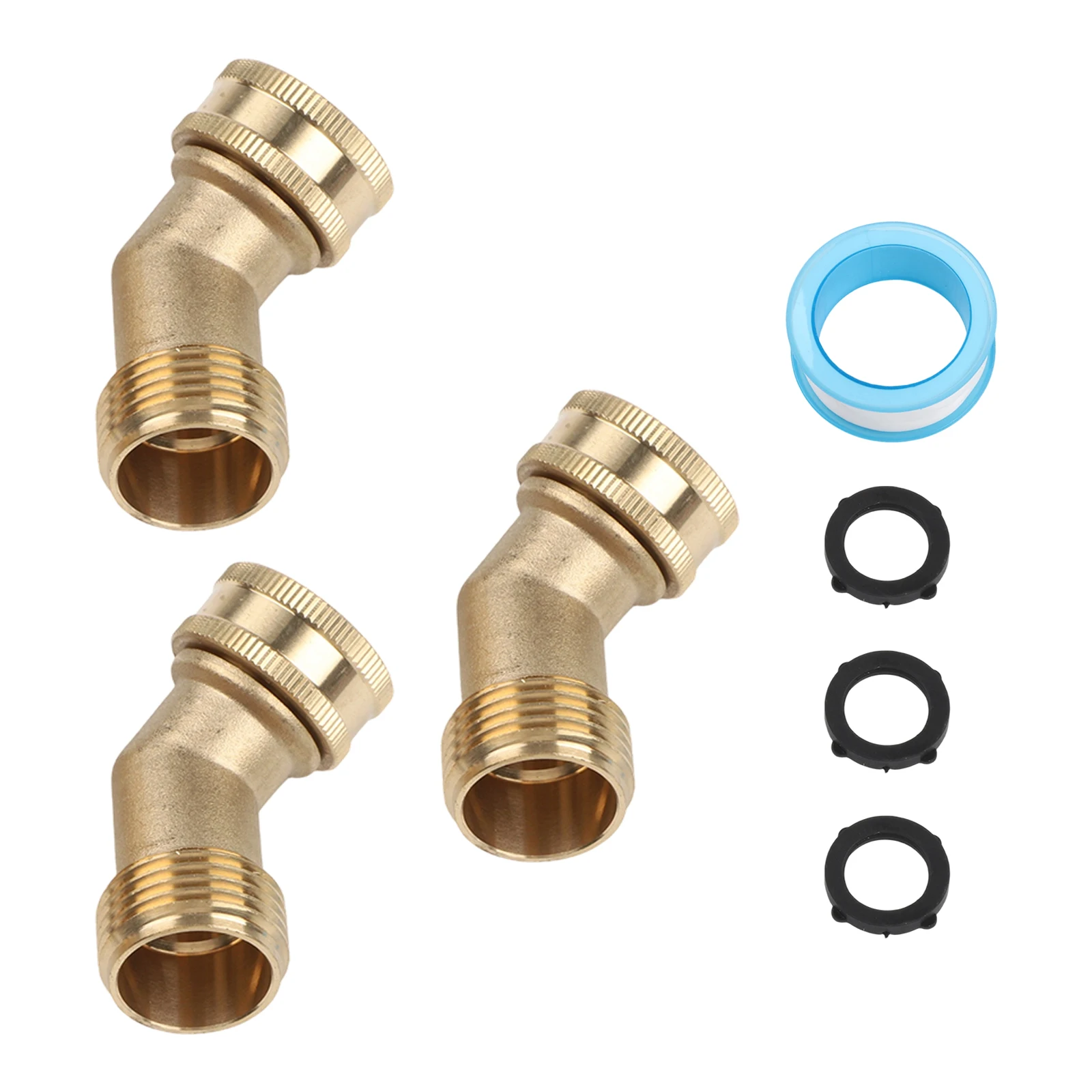 3Pcs Garden Hose Elbow Connector 45 Degree 3/4 Inch Thread Solid Brass Pipe Fittings Hose Elbow Water Intake Hose Adapter