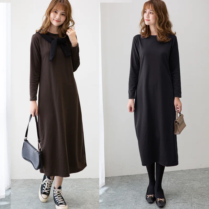 

2024 Long One-piece Dress Gown for Women Youthful Female Korean Reviews Many Dresses Fashion Lady Casual Loose Frocks Outfit