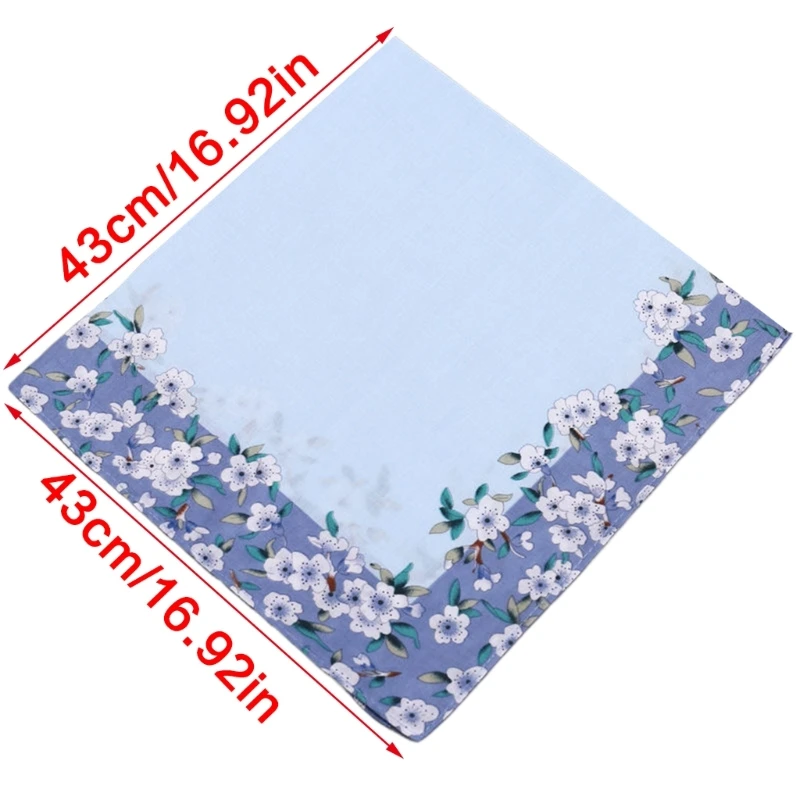 Pañuelo algodón para mujer, toalla algodón bolsillo, pañuelo estampado flores a para fiesta boda,