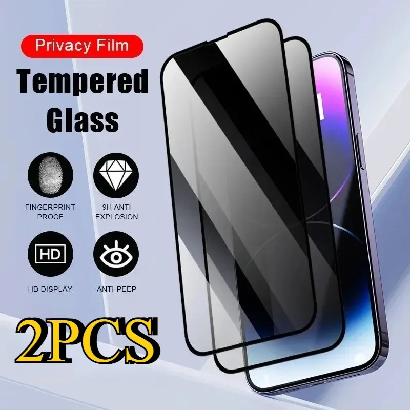 

2Pcs Privacy Screen Protector Tempered Glass for Iphone 16 15 14 Pro Max Plus 13 12 Mini 11 Pro XR XS Max X Tempered Glass Film