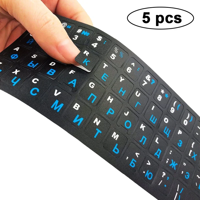 Keyboard Sticker Russian French English Arabic Spanish Portuguese Letter Alphabet Layout Stickers for Laptop Desktop 5 Pcs Pack