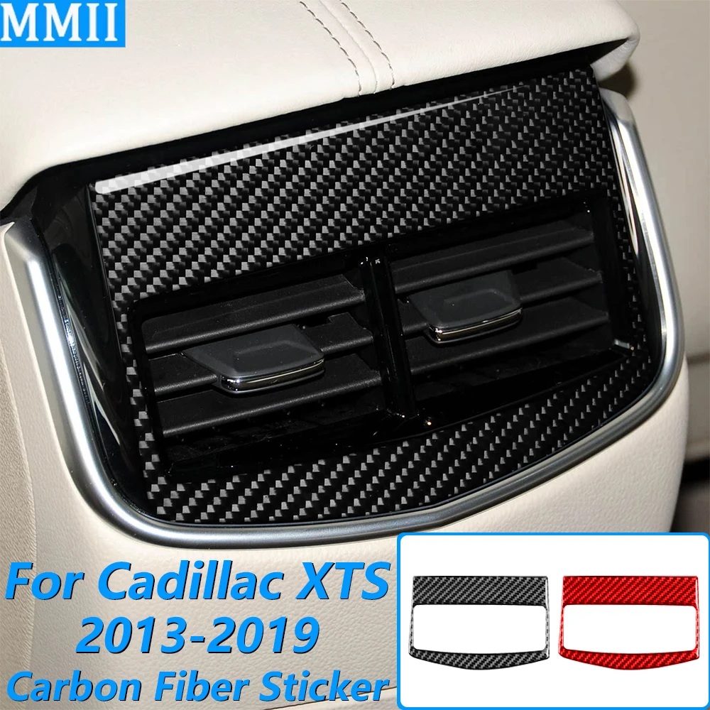 For Cadillac XTS 2013-2019 Carbon Fiber Rear Air Conditioning Vent Frame Panel Trim Cover Car Accessories Decoration Sticker