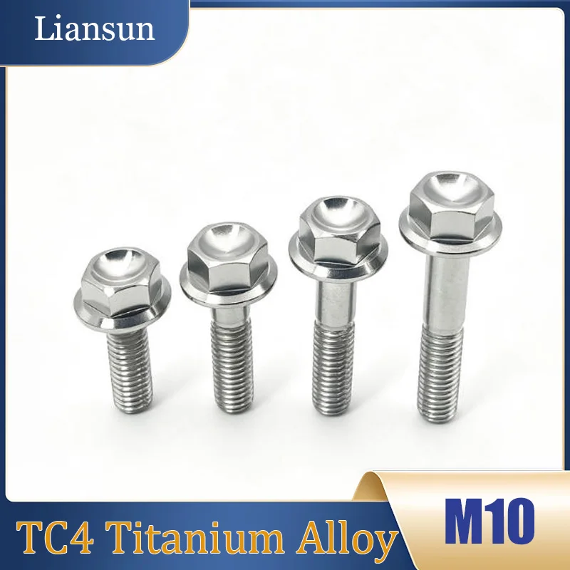 1/2/5PCS Titanium Alloy Hexagonal Flange Head Bolts M10x1.25 Flange Head External Hexagonal Bolts Motorcycle Modification Bolts