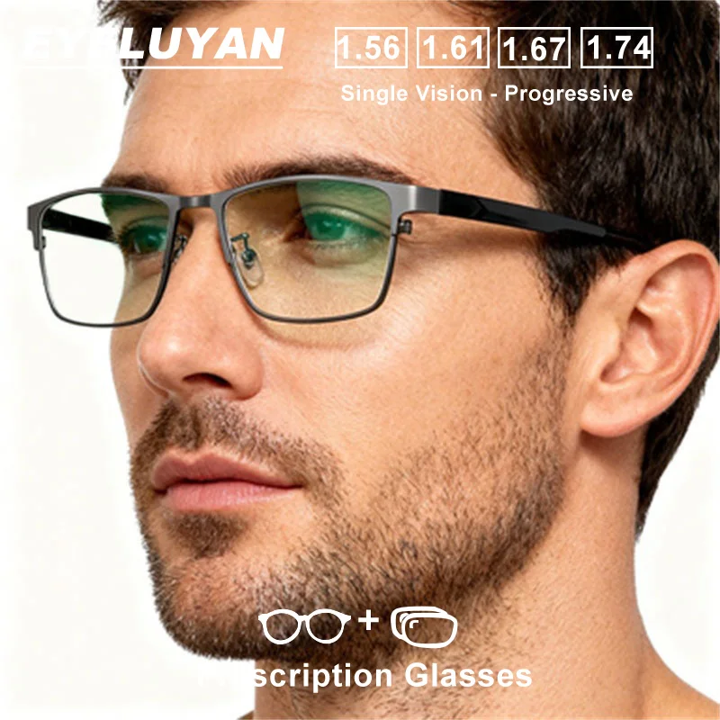 

EYELUYAN мужские корректирующие очки модная оптическая оправа из сплава RE90 храм может быть настроена по индивидуальному заказу прогрессивные очки по рецепту