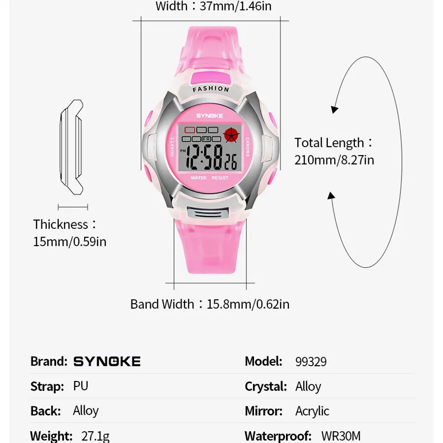 SYNOKE Color Fashion Electronic Watch Alarm Colorful Luminous MultiFunction Sports Boys Girls Primary School Students