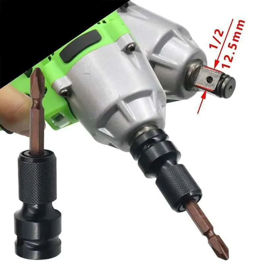 Hex Ratchet Soquete Impact Wrench Set, Drive Converter, Spanner Adaptador, Ferramenta de Liberação Rápida, 1/2 "quadrado de 1/4"